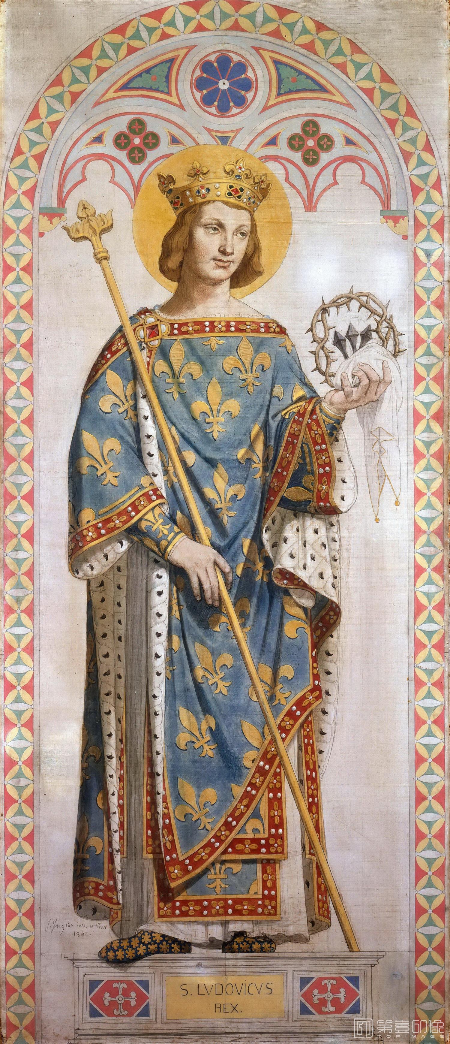 油画-卢浮宫-Jean-Auguste-Dominique IngresSaint Louis, King of France-1057